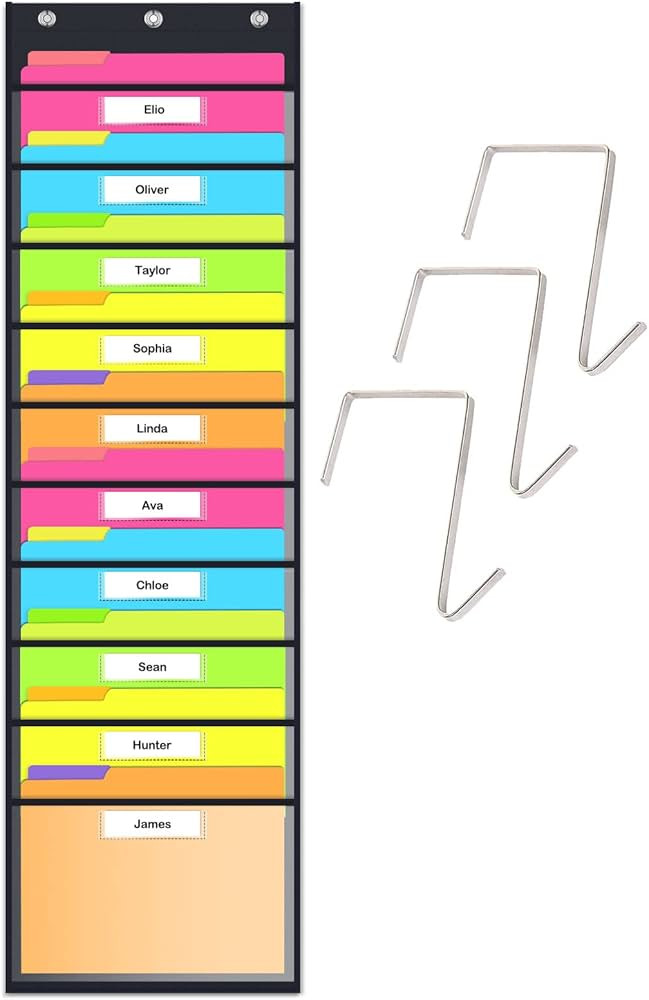 Godery Clear Storage Pocket Chart for Classroom & Office with 10 Nametag Pockets, 3 Overdoor Hang... | Amazon (US)