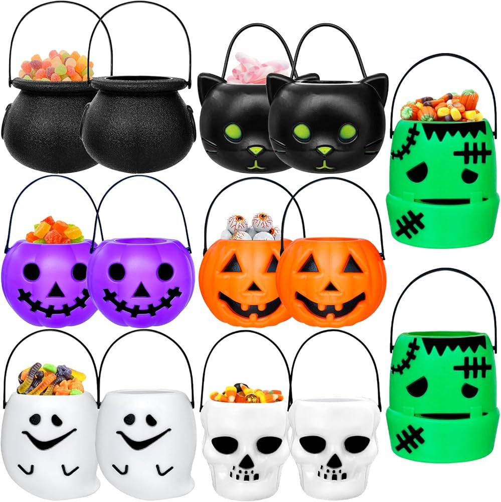 14 Pcs Halloween Candy Bucket,Pumpkin Ghost Cauldron Candy Bucket,Mini Halloween Candy Holder Pai... | Amazon (US)