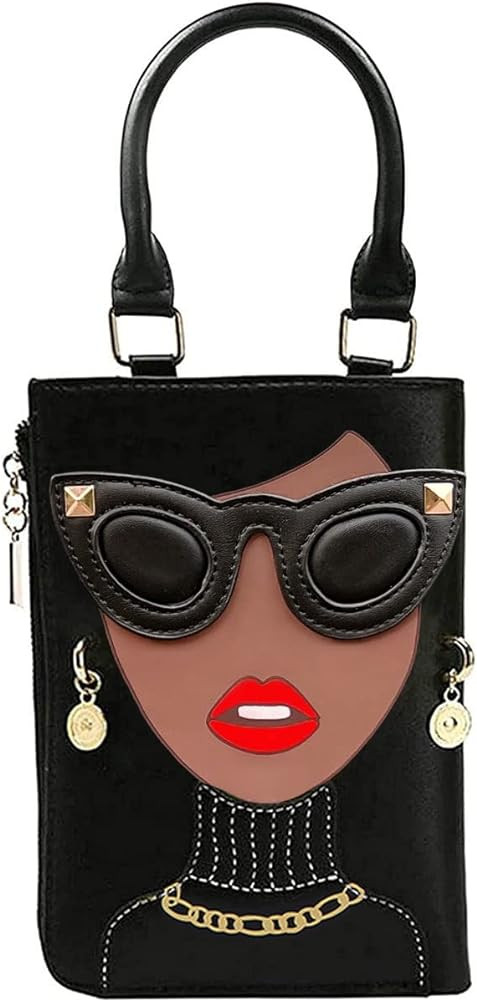 Novelty Unique 3D Lady Face PU Leather Top Handle Satchel Handbags for Women Funky Tote Purse Hob... | Amazon (US)