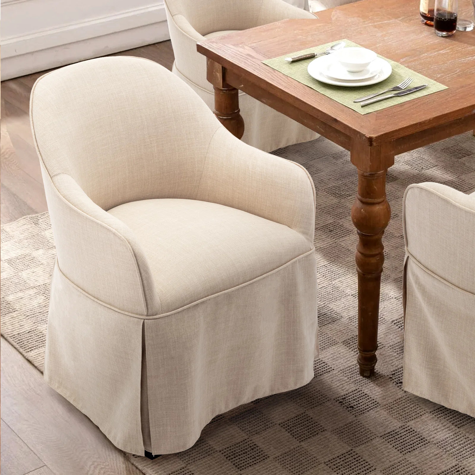 Polyester Upholstered Skirted Dining Chair | Wayfair North America