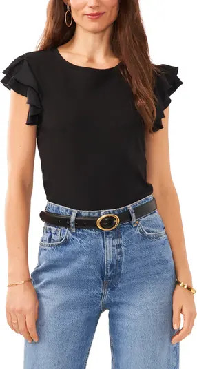 Tiered Ruffle Sleeve Cotton Blend Top | Nordstrom