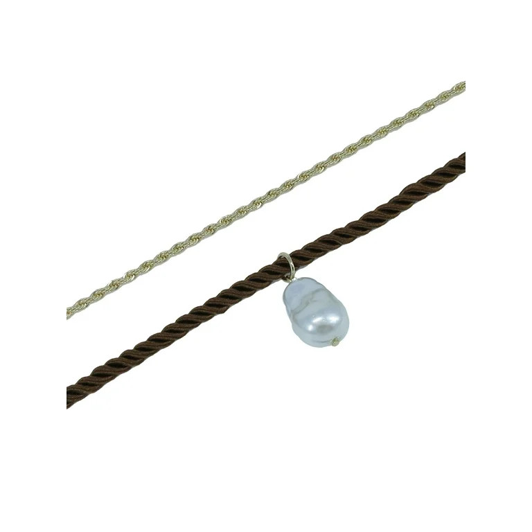 Time And Tru Women's Baroque Pearl Pandent 2 Piece Necklace Set | Walmart (US)