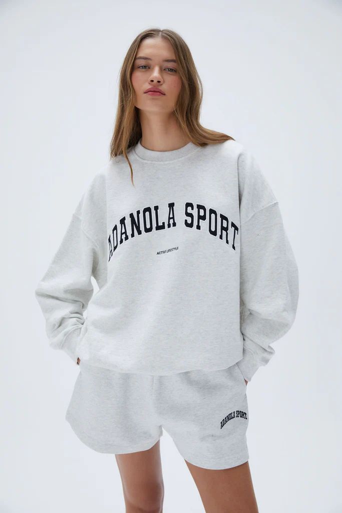 AS Oversized Sweatshirt - Light Grey Melange | Adanola UK