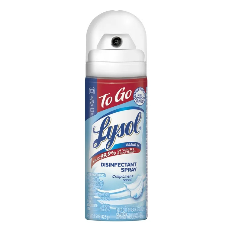 Lysol To Go Travel Size Disinfectant Spray, Crisp Linen, 1.5 fl oz - Walmart.com | Walmart (US)