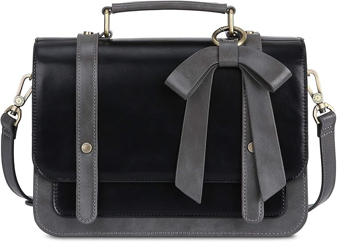 ECOSUSI Small Crossbody Bags Vintage Satchel Work Bag Vegan Leather Shoulder Bag with Detachable ... | Amazon (US)