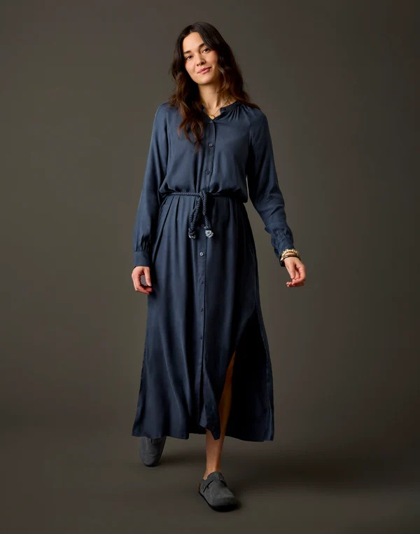 Solana Kindsilk Dress: Washed Charcoal Blue | Carve Designs