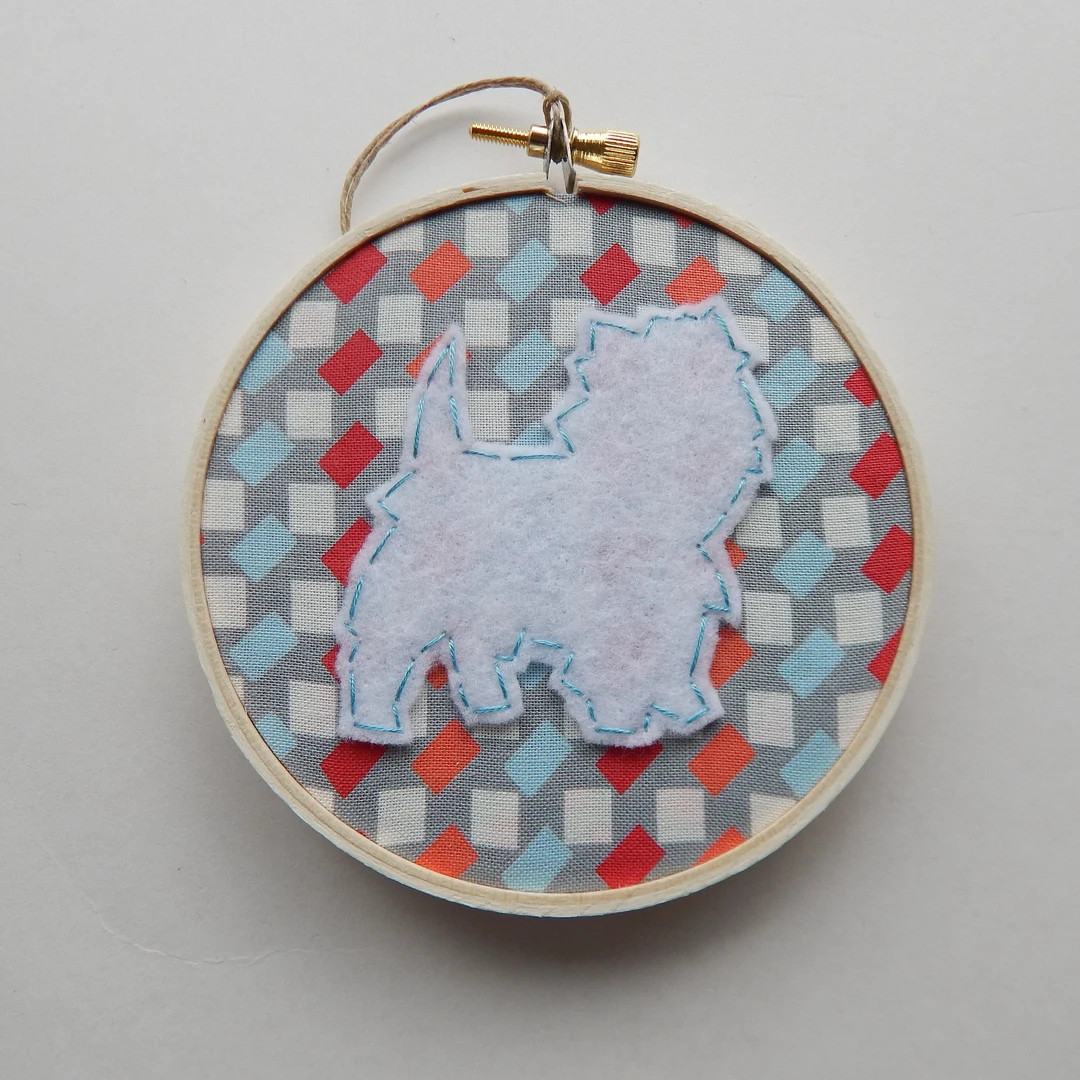 4 West Highland Terrier Embroidery Hoop Ornament - Etsy | Etsy (US)