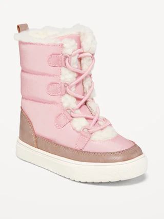 Sherpa-Lined Lace-Up Boots for Toddler Girls | Old Navy (US)