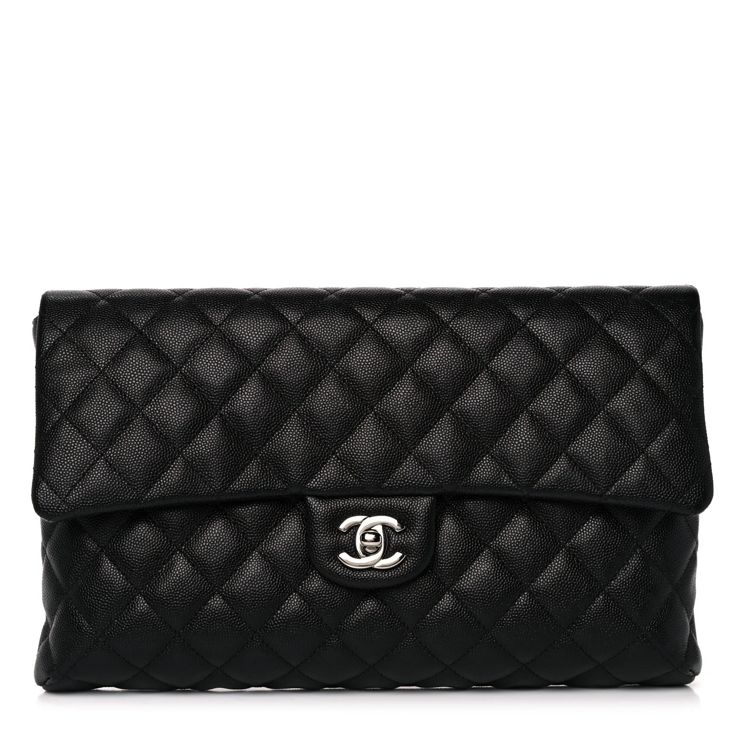 CHANEL Caviar Quilted Flap Clutch Black | FASHIONPHILE (US)