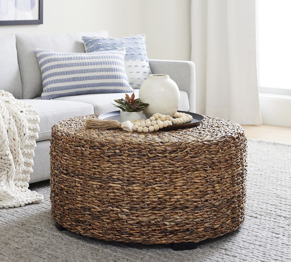 Woven Abaca Round Coffee Table | Pottery Barn (US)