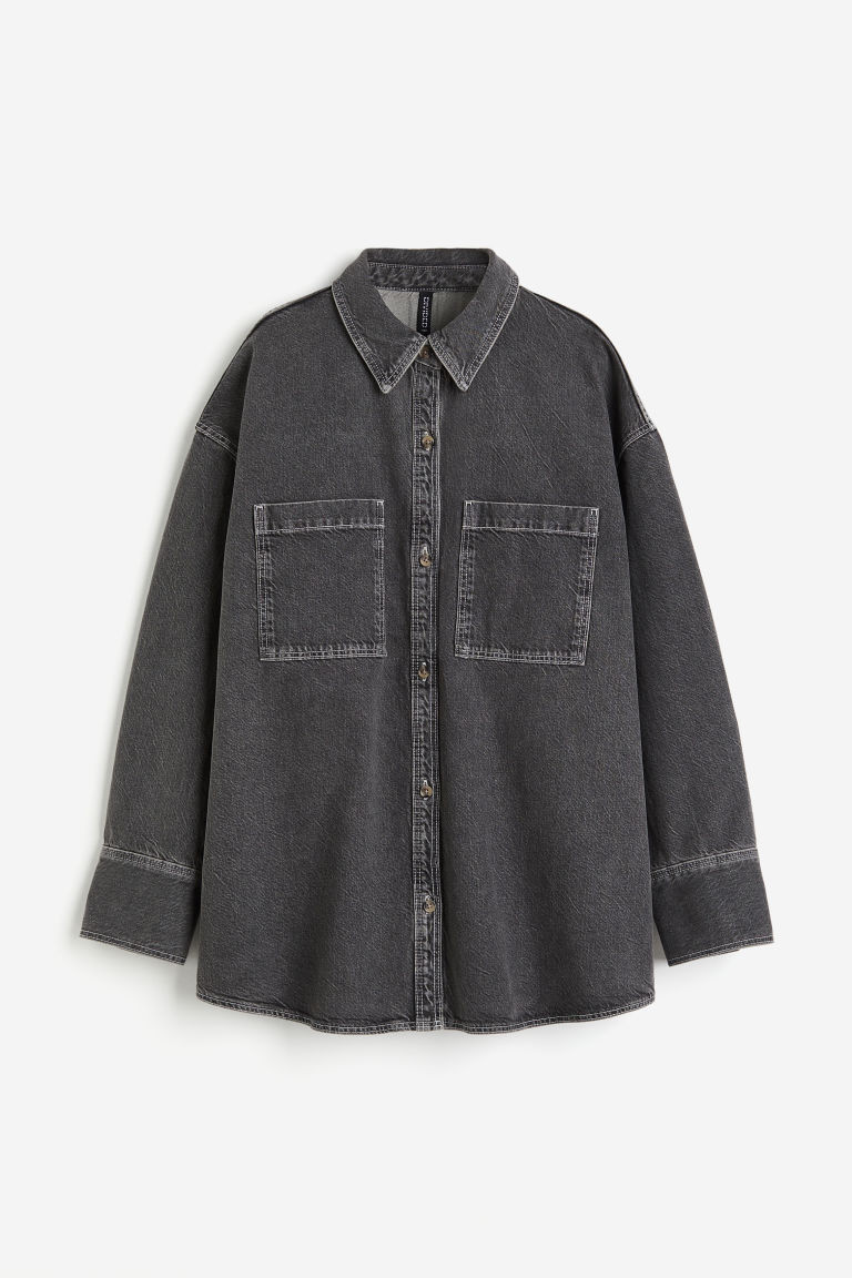 H & M - Oversized Denim Shirt - Gray | H&M (US + CA)