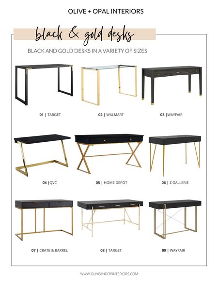Check out this roundup of some of our favorite black and gold writing desks!
.
.
.
Target
Walmart 
Wayfair
QVC
Home Depot
Z Gallerie 
Crate & Barrel


#LTKstyletip #LTKbeauty #LTKhome