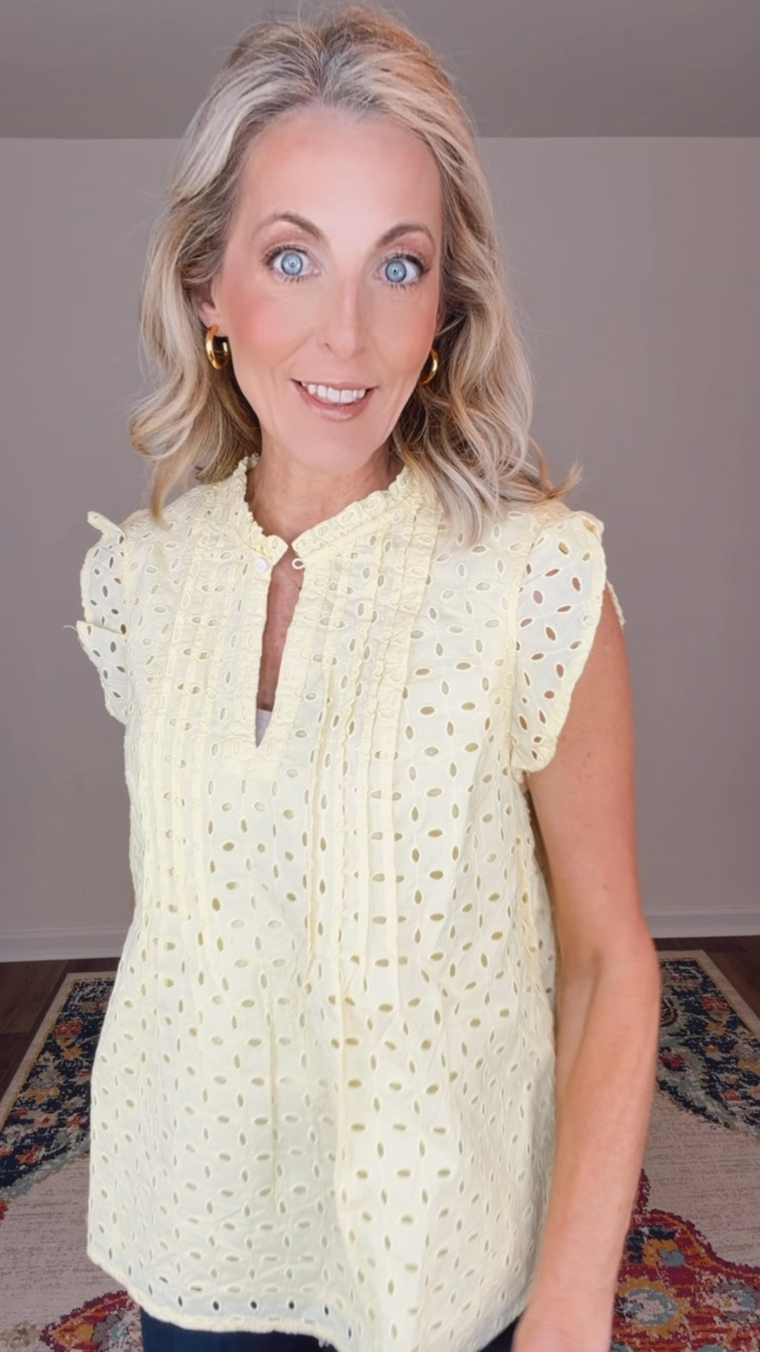 This is a beautiful flutter sleeve eyelid top is less than $20. The perfect sweet top to add a charming touch to your outfit wearing a size small comes in five colors the perfect addition to your closet.  

#LTKSeasonal #LTKmomlife #LTKOver40