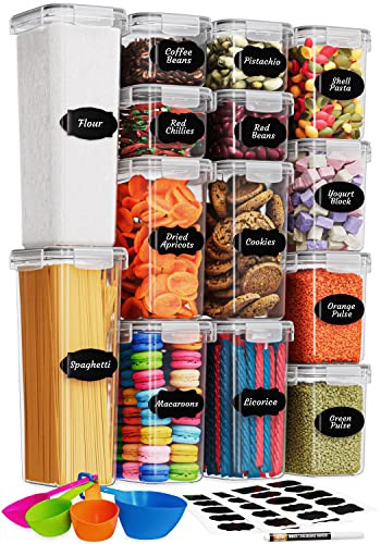 Chef's Path Kitchen Storage Box – Set of 14 Airtight Food Containers – Kitchen and Pantry Organisation – BPA-Free Plastic Food Storage Box – Labels, Marker and Spoons | Amazon (US)