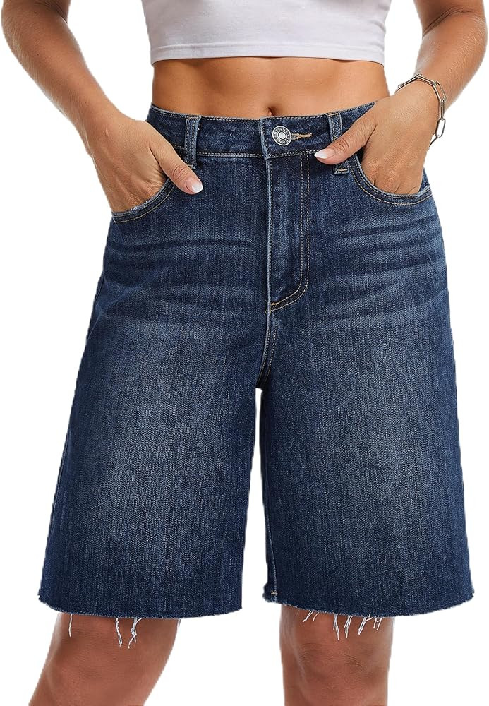 YUCOLEN Women's Jorts Baggy High Waisted Jean Shorts Ripped Denim Bermuda Shorts Y2K Shorts | Amazon (US)