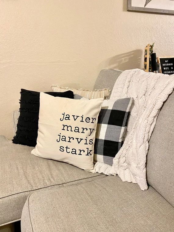 Custom Family Names Pillow Case- DOUBLE SIDED 18X18 | Etsy (US)