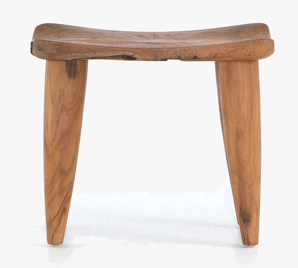 Zander Teak Outdoor Accent Stool | Pottery Barn (US)