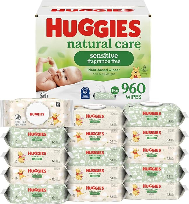 Huggies Natural Care Sensitive Baby Wipes, Unscented, 15 Packs, 960 Wipes | Amazon (US)