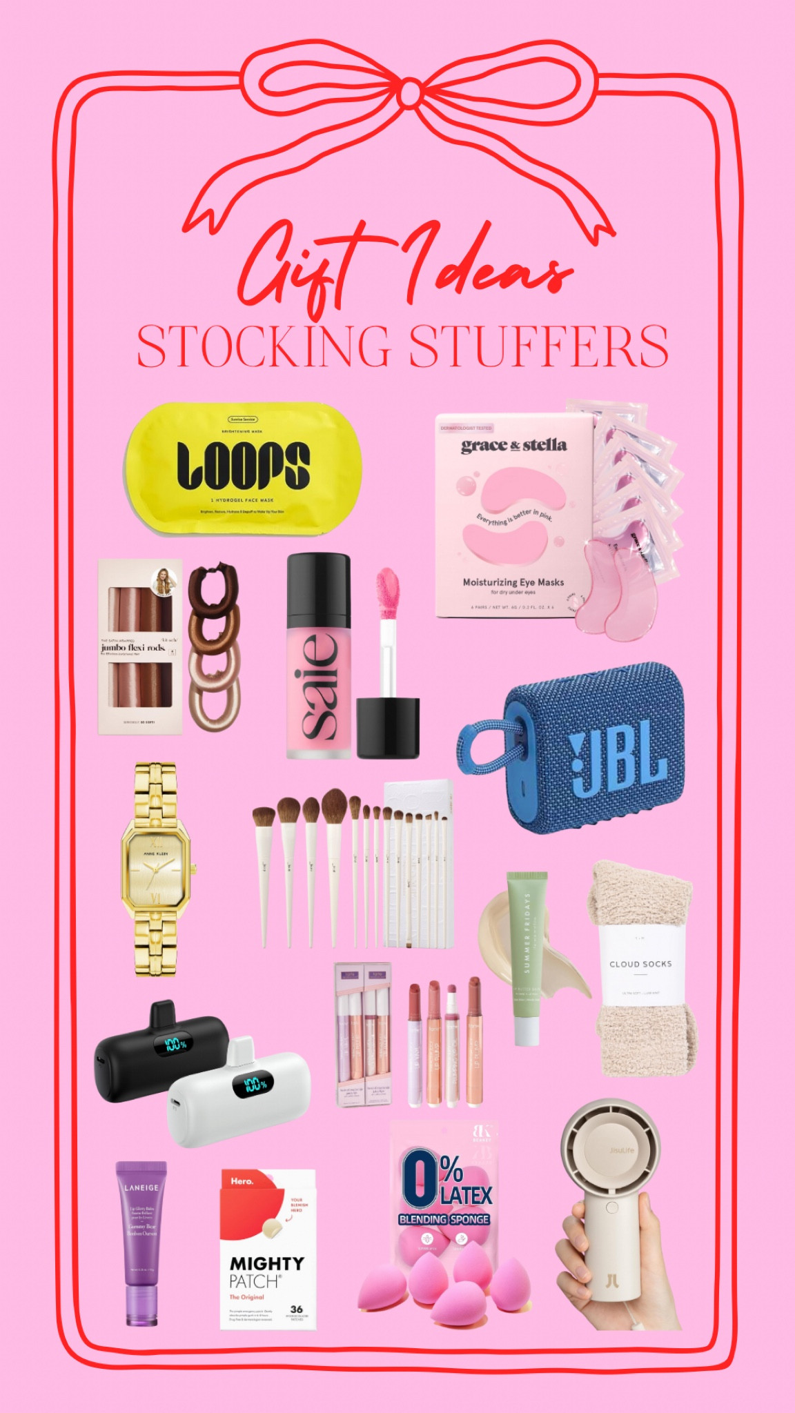 Gift guide, stocking stuffers, gifts, gifts for her, gifts for daughter, speaker, makeup, socks, portable charger, makeup brushes, watch, women’s watch, gold watch, blush, makeup

#LTKGiftGuide #LTKFindsUnder50 #LTKFindsUnder100