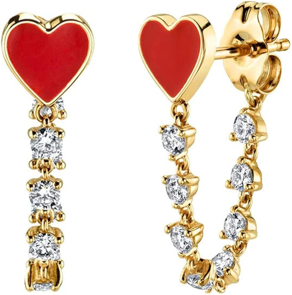 UniLogue S925 Silver Needle Fashion Unique Tassel Drop Earrings with Zircon Love Heart Enamel Stu... | Amazon (US)