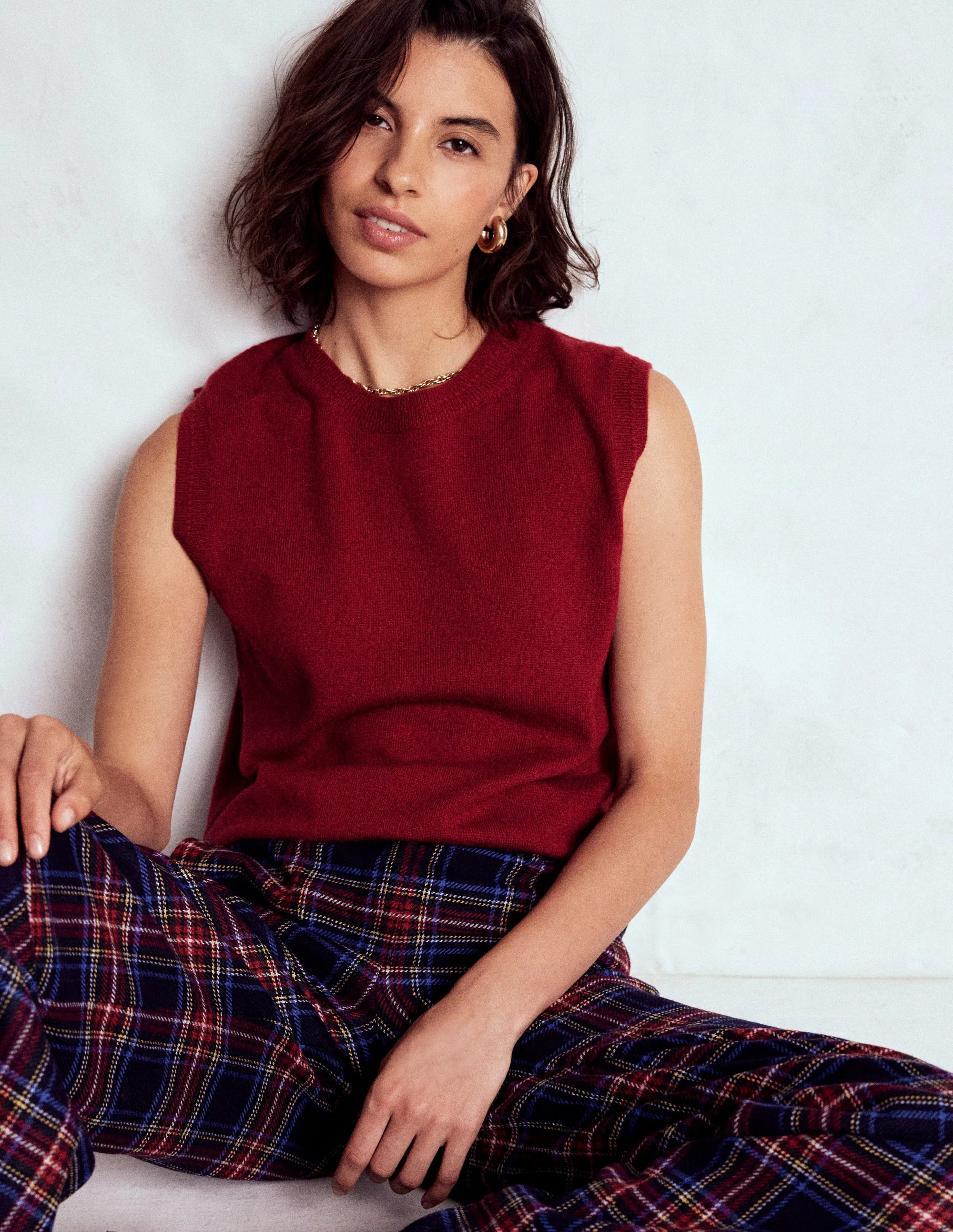 Eva Cashmere Tank-Red Liquorice | Boden UK