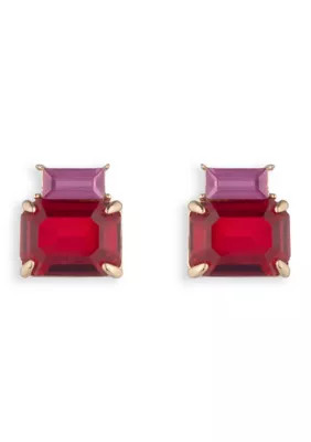 Siam Baguette Stone Stud Earrings | Belk