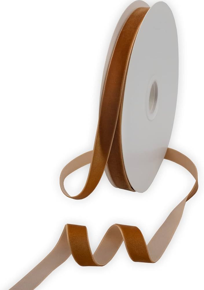XMLMSH Copper Velvet Ribbon 5/8 Inch Copper Single Face Velvet Ribbon for Gift Wrapping, Hair Bow... | Amazon (US)