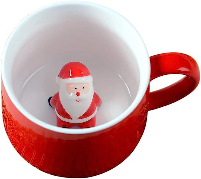 Amazon.com: Lemon Park 3D Cute Christmas Coffee Mug 12 oz with Santa Claus,Cartoon Handmade Ceram... | Amazon (US)