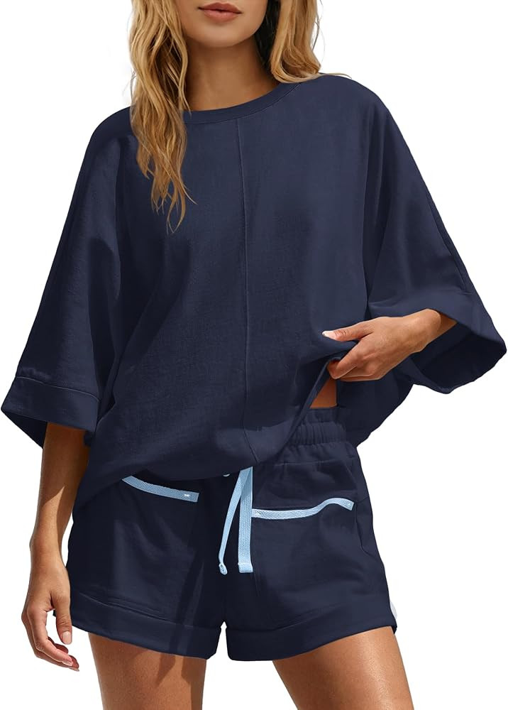 Nirovien Womens 2 Piece Short Sets Two Piece Outfits Lounge Set | Amazon (US)