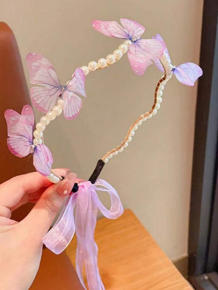 Girls Ribbon & Butterfly Decor Headband | SHEIN