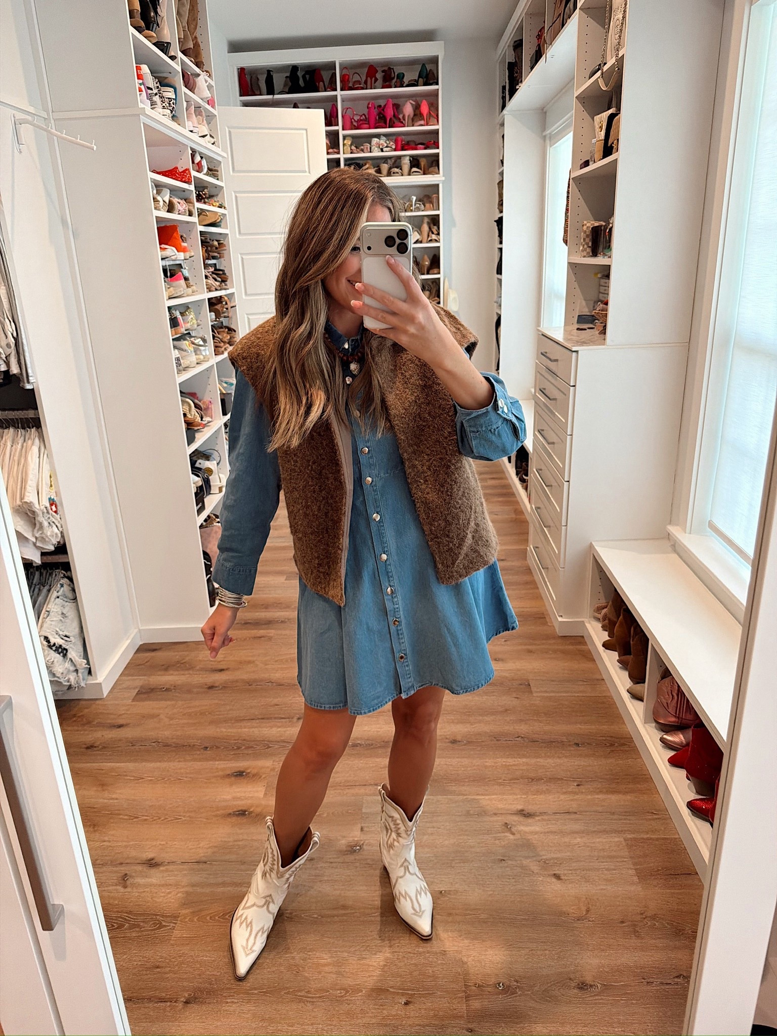 Mix + match fall favorites! Denim, dresses, and neutral basics that make outfit building effortless. Closet staples from Amazon that work for every fall outfit.

In a medium vest, small denim button down long sleeve ruffle bottom dress, necklace, boots and accessories- fits tts.

shop dandy, denim dress, fall outfit, jackets

#LTKFindsUnder50 #LTKSeasonal #LTKStyleTip