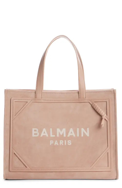 Balmain Medium B-Army Suede Shopper Tote in 0Dx Light Pink at Nordstrom | Nordstrom