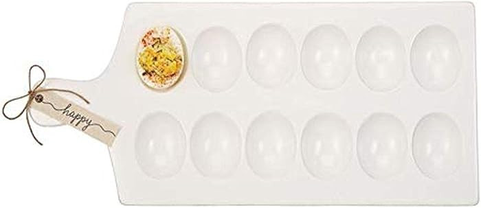 Mud Pie - 40700083 Mud Pie Deviled Egg Tray, 15.25" x 7", White, Brown, Black | Amazon (US)