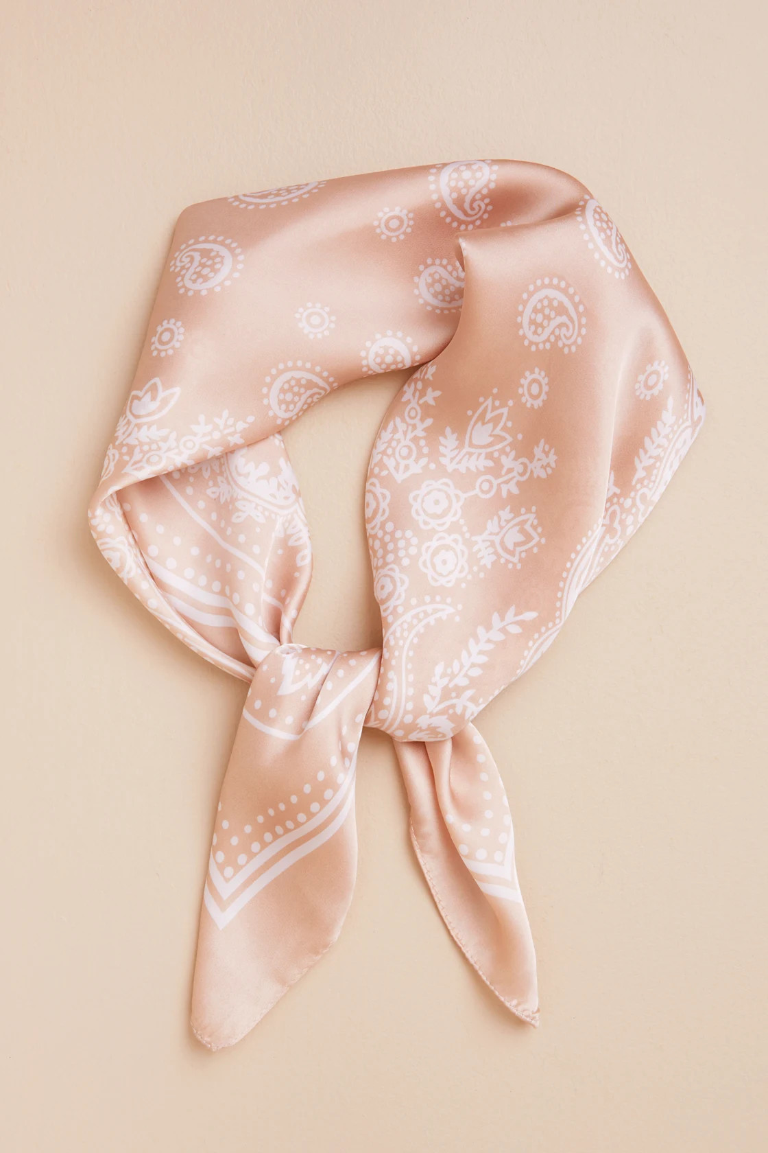 Calvine Blush and Ivory Paisley Print Satin Scarf | Lulus