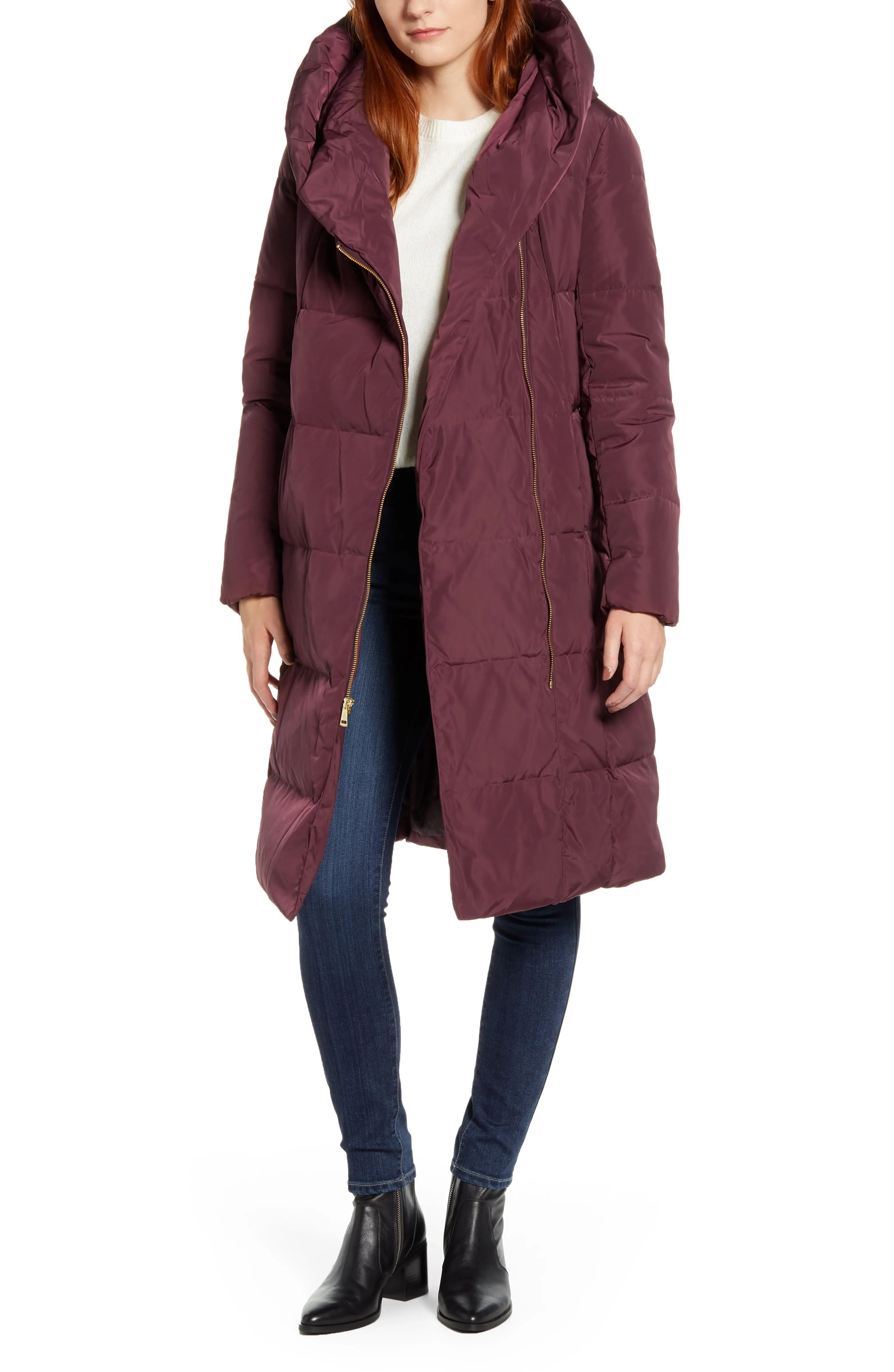 Broad channel quilting makes room for the lofty insulation that primes this hooded A-line coat fo... | Nordstrom