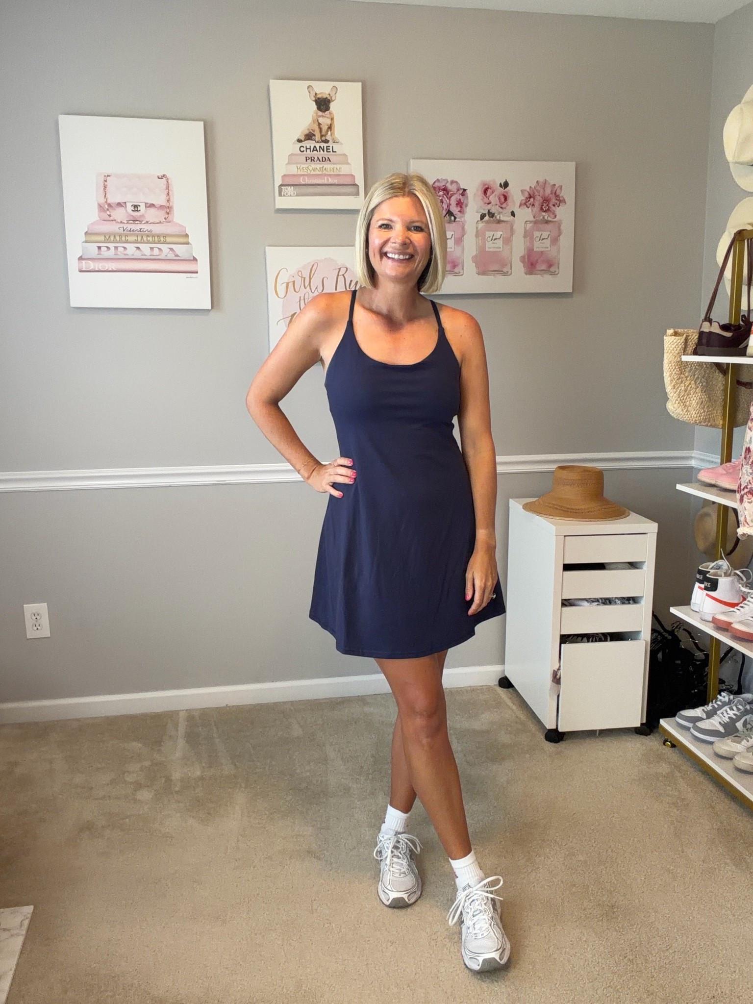 Navy active dress with built in pads and shorts TTS

#LTKfitnessgoals #LTKTravel #LTKActive