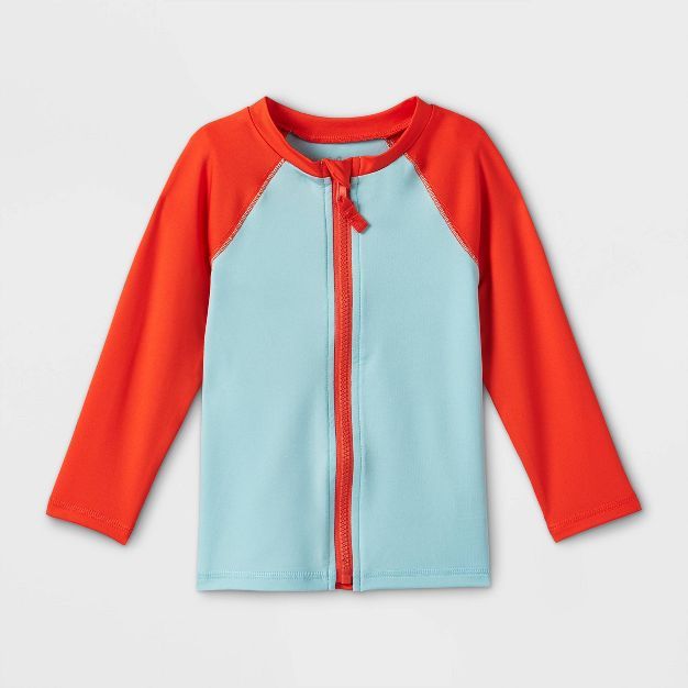 Toddler Boys' Zip-Up Raglan Long Sleeve Rash Guard - Cat & Jack™ Blue | Target