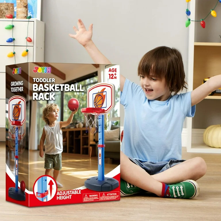 SYNCFUN Toddler Basketball Hoop, Indoor Basketball Game Set for Kids 1-3, Adjustable Kids Basketb... | Walmart (US)