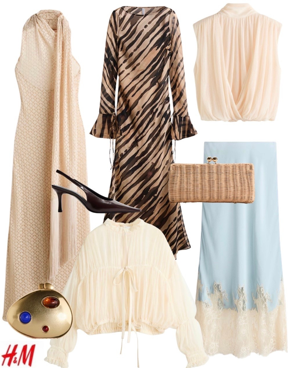 H&M new arrivals, zebra Maxi, clutch, he, will be back, Lee, maxi skirt with lace, tops, outfits, date, summer, vacation.

#LTKootd