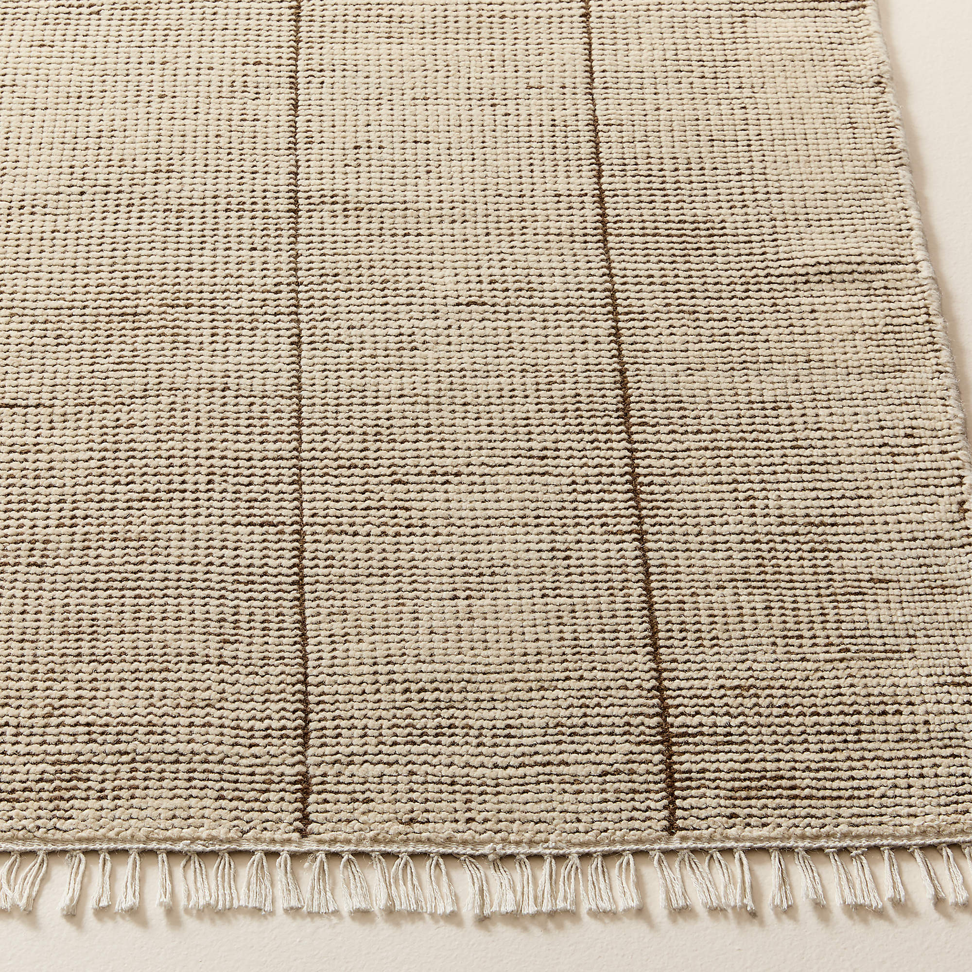 Palos Hand-Knotted Warm White and Tobacco Brown New Zealand Wool Area Rug 10'x14' + Reviews | CB2 | CB2