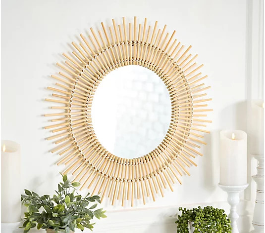 24" Rattan Starburst Detail Mirror by Lauren McBride | QVC