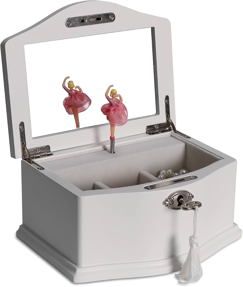 TIMLOG Girls Jewelry Box with Lock, 2 Ballerina Wooden Musical Small Jewelry Storage Organizer wi... | Amazon (US)