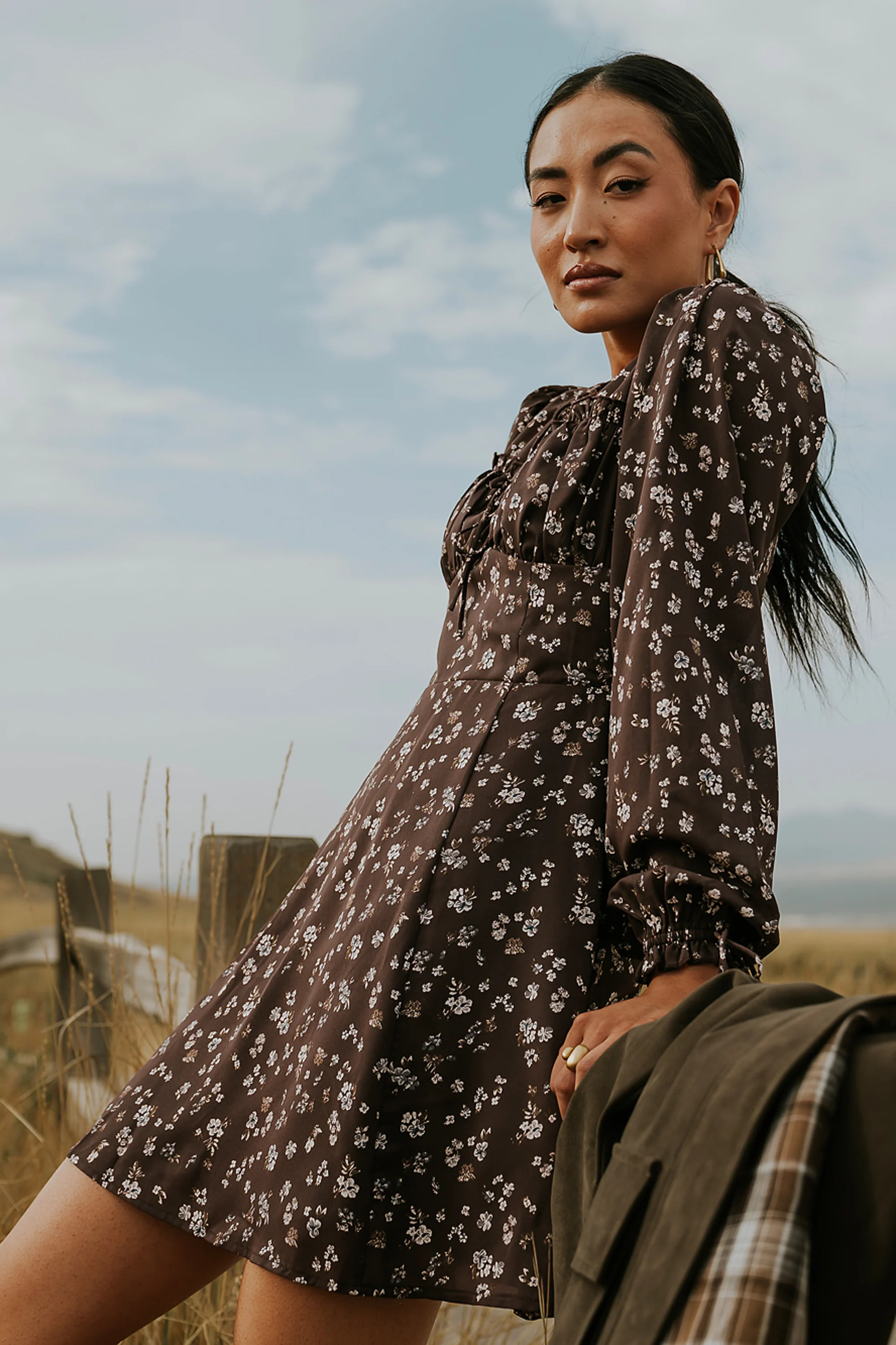 Myles Floral Mini Dress in Burgundy | Böhme US
