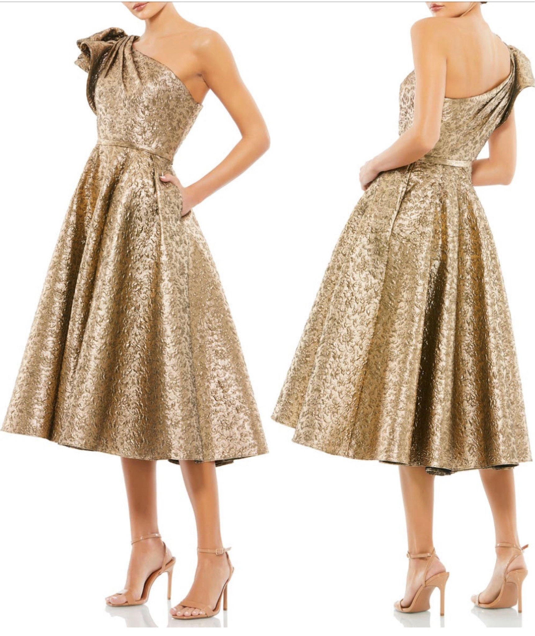 If this doesn’t scream “holiday party”, I don’t know what will!! Gilded scrollwork makes an elegant impresson in this totally toastable cocktail dress styled in a one-shoulder silhouette and fitted with a pair of pockets. (Yeah, POCKETS!!!) 

#LTKstyletip #LTKHoliday #LTKSeasonal
