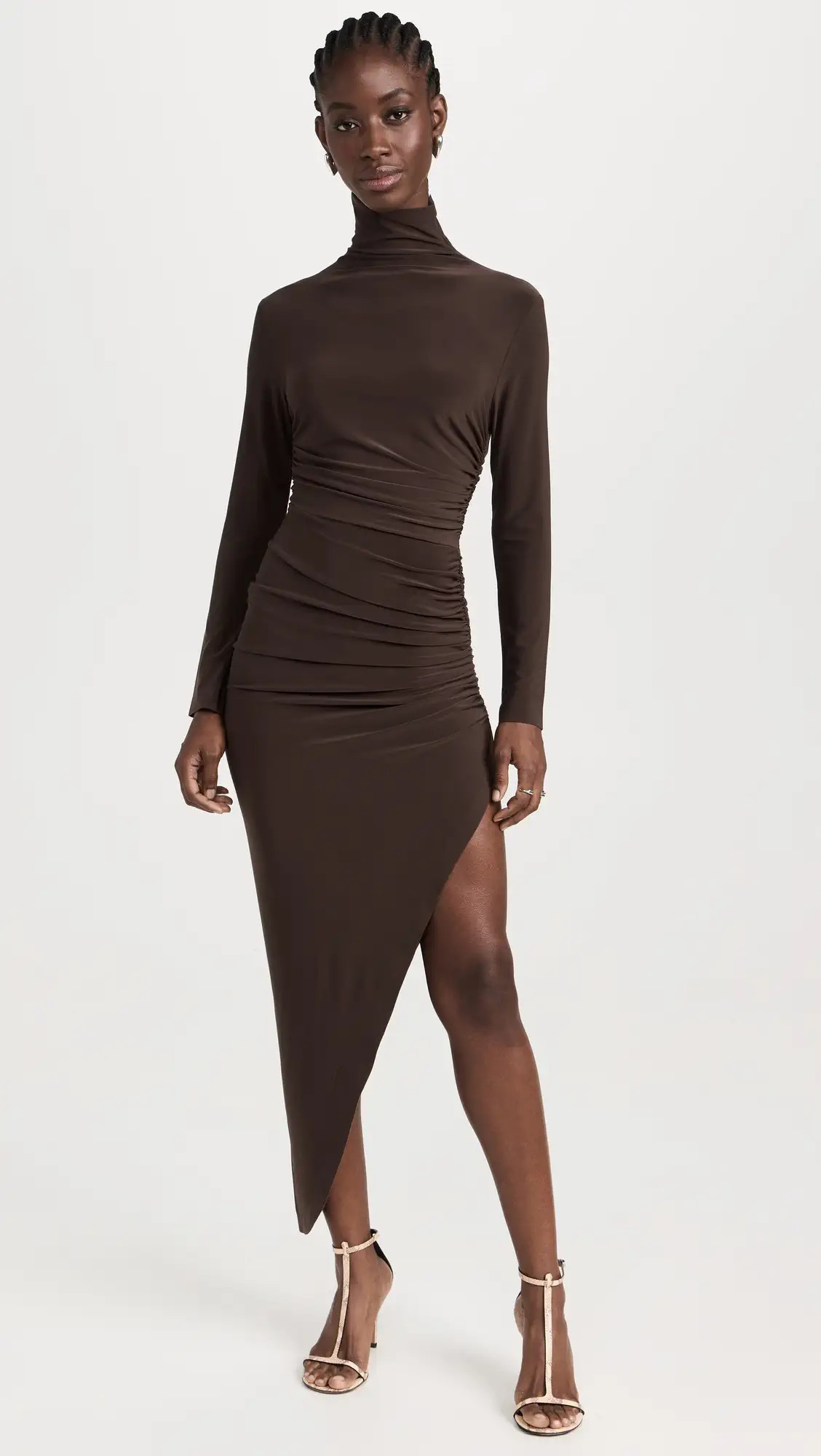 Long Sleeve Turtle Neck Side Drape Gown | Shopbop