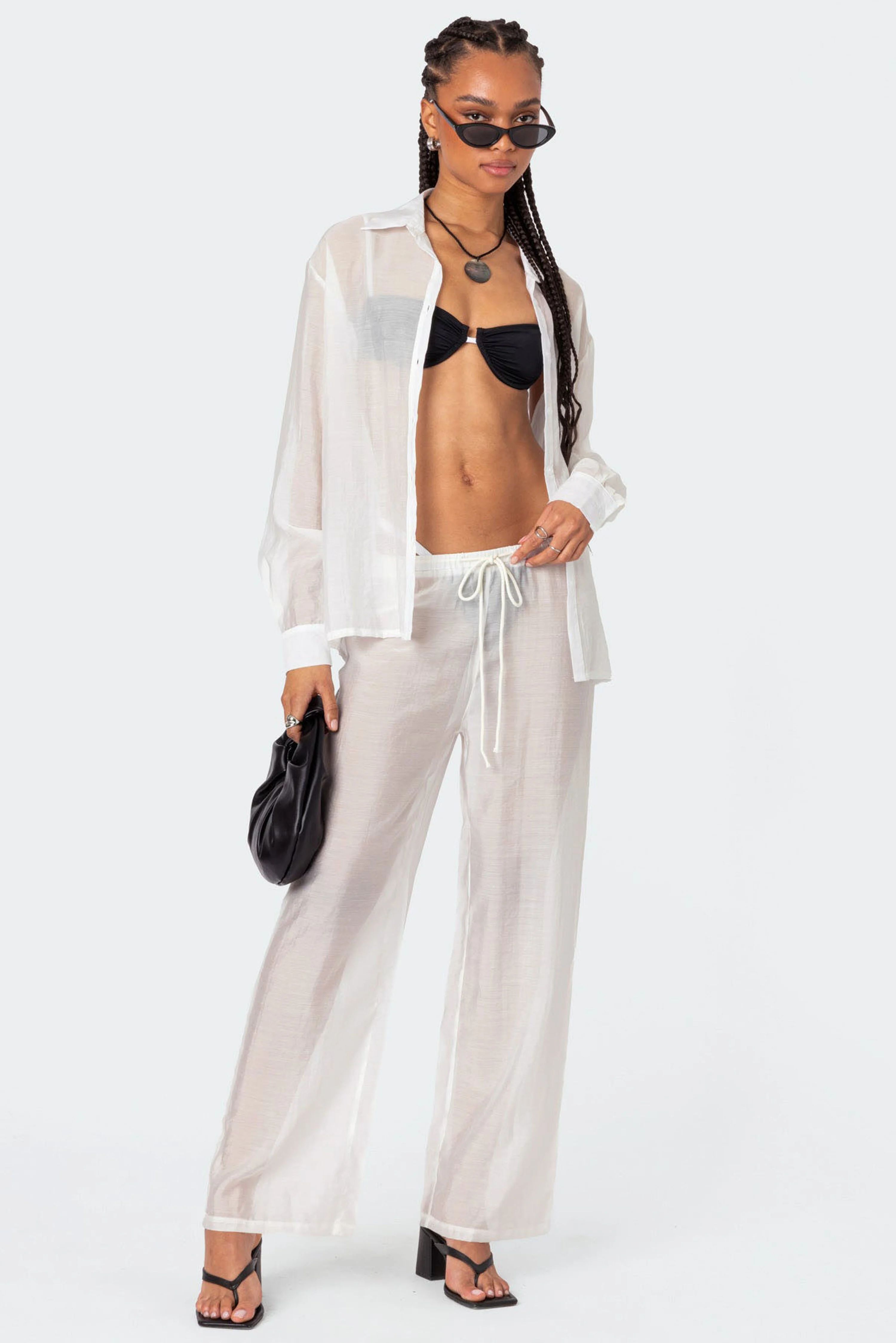 Edikted Breezy Oversized Sheer Button Shirt | PacSun