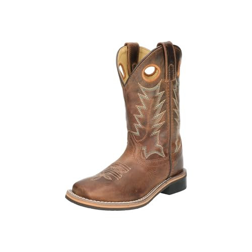 Smoky Mountain Boys Brown Distressed Jesse Square Toe Western Cowboy Boot,US 4.5,Brown Waxed Distress | Amazon (US)