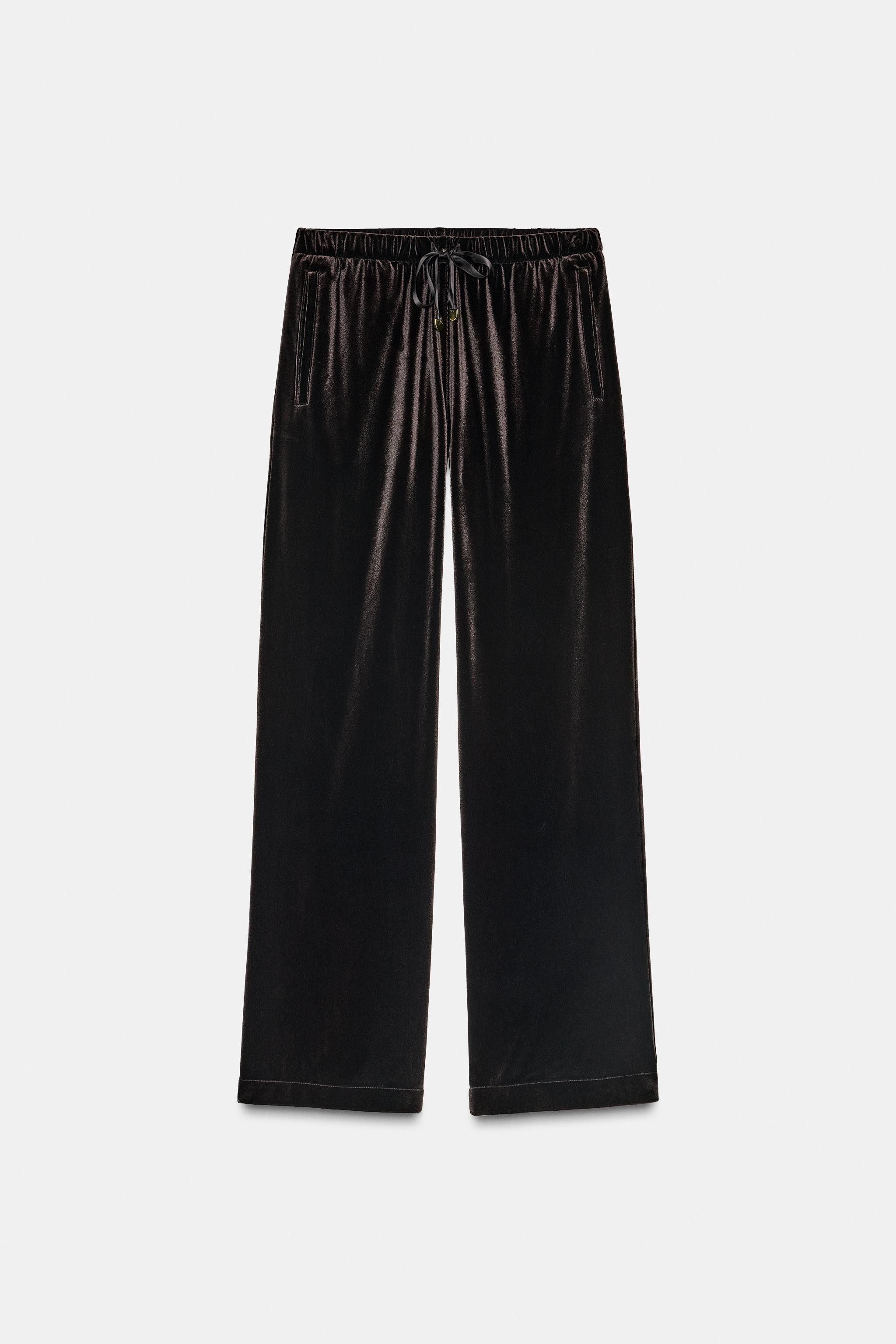 WIDE-LEG VELVET TROUSERS | Zara UK