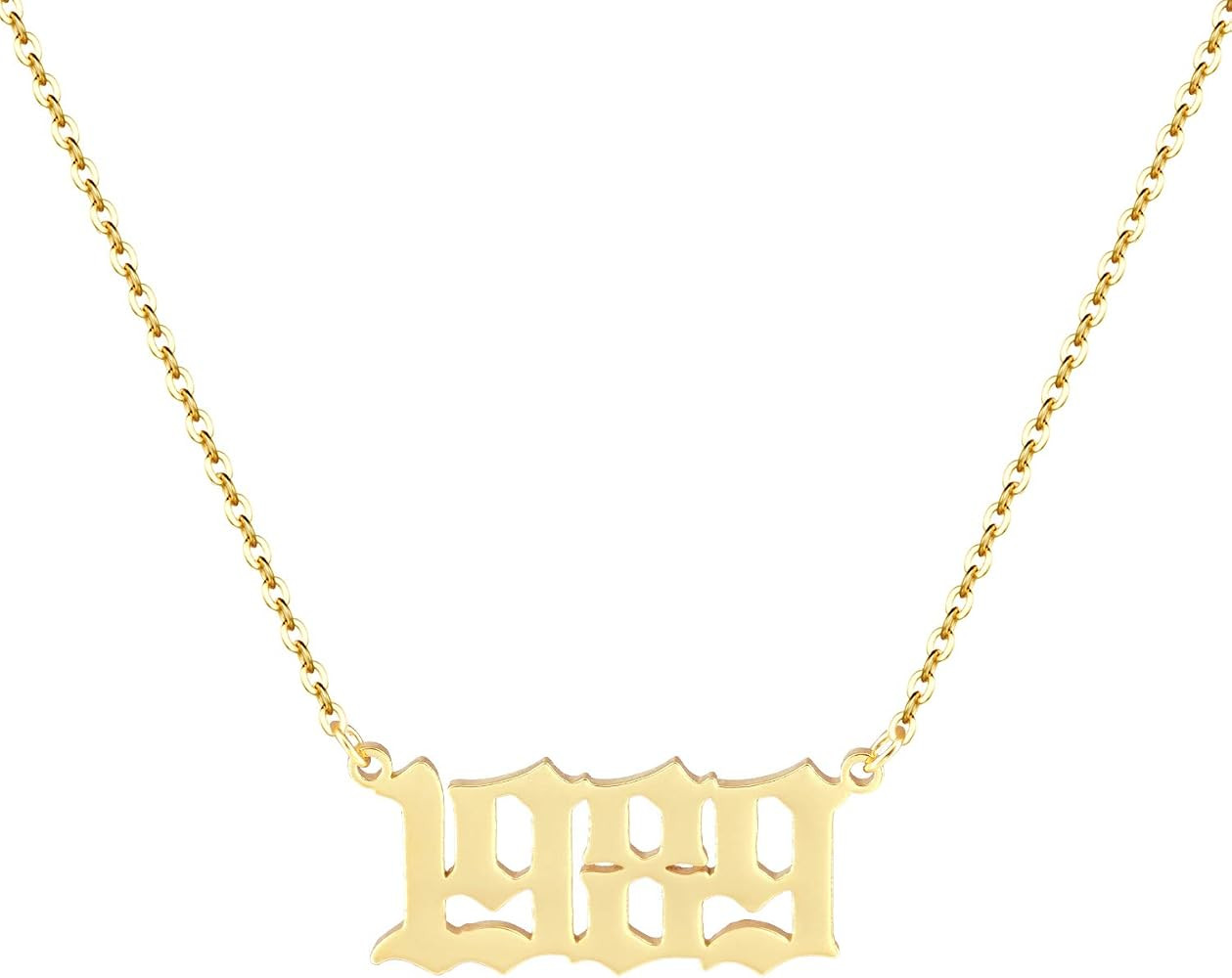 Aimber Birth Year Necklace 18K Gold Plated Birth Year Number Pendant Necklace Stainless Steel Bir... | Amazon (US)