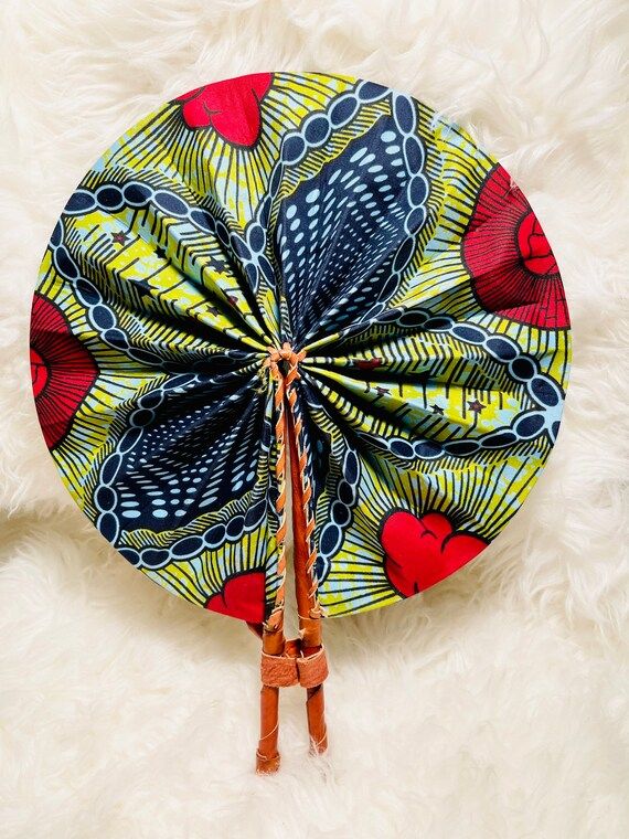 Handmade African Fan  Round Folding Handheld Fan  | Etsy | Etsy (US)